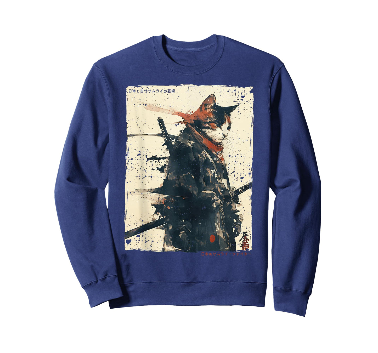 Samurai Cat Warrior Ukiyo Ink Artwork Cat Samurai T-Shirt