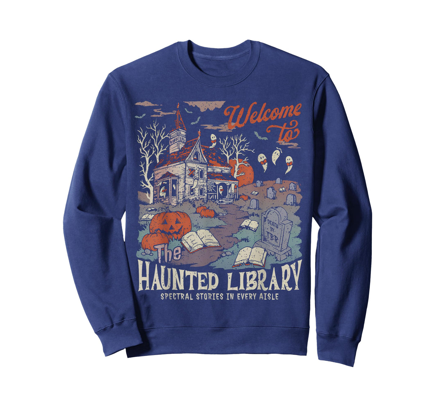Retro Salem Welcome To The Haunted Library Bookish Halloween T-Shirt