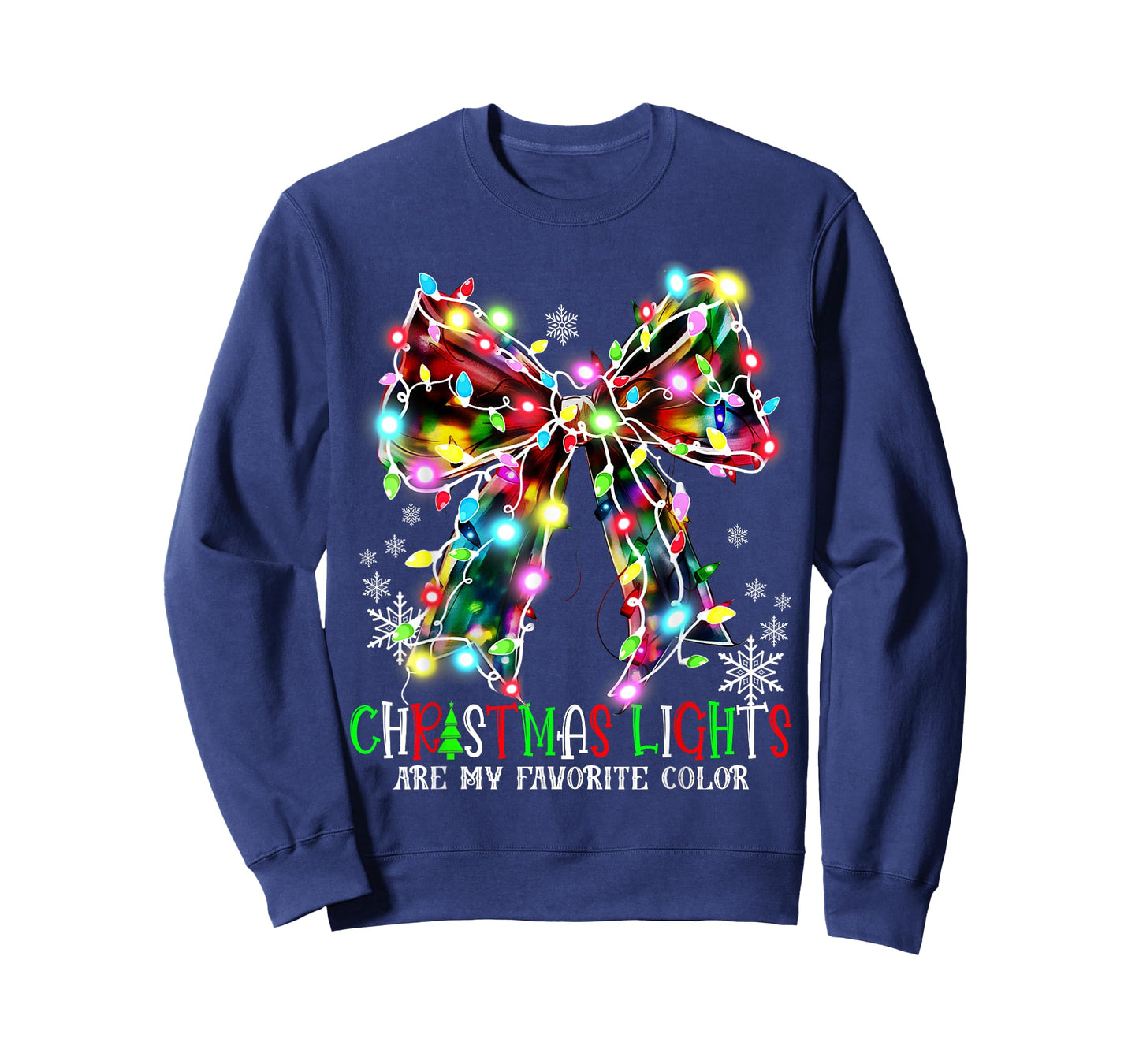 Christmas Lights Are My Favorite Color Coquette Bow Pajamas T-Shirt