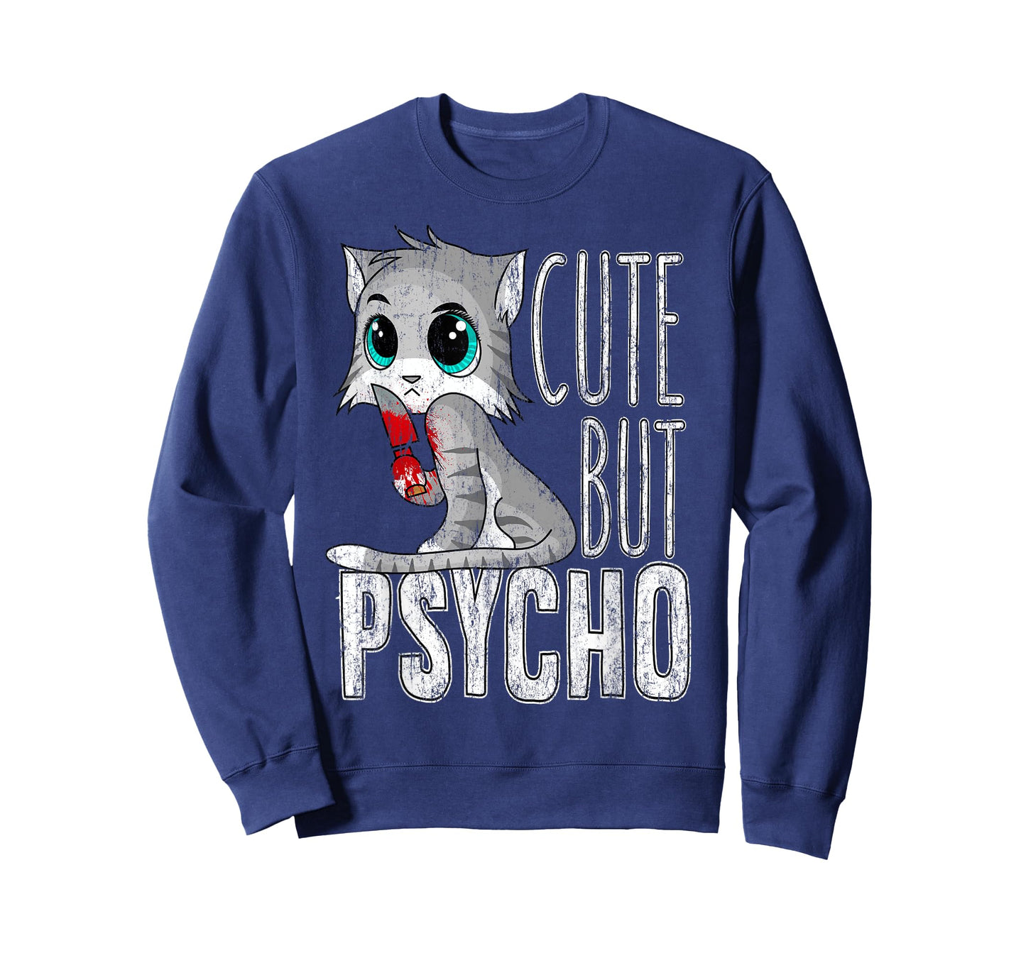 Cute But Psycho Kitty Cat Wife Mom Gift Horror Halloween Men Women Kids T-Shirt