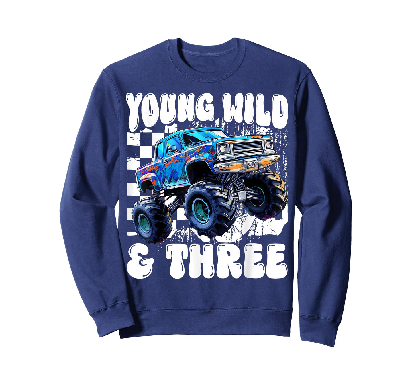 3rd Birthday Monster Truck Young Wild And Three 3 Year Old T-Shirt