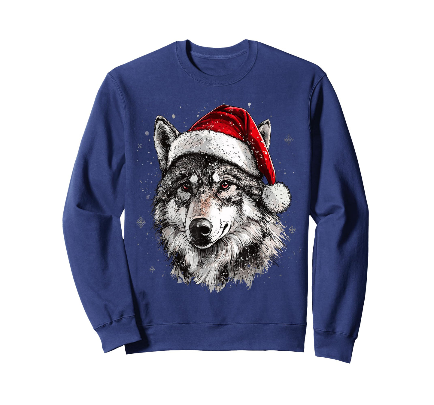 Wolf Santa Hat Funny Xmas Wolf Lovers Christmas Pajama T-Shirt