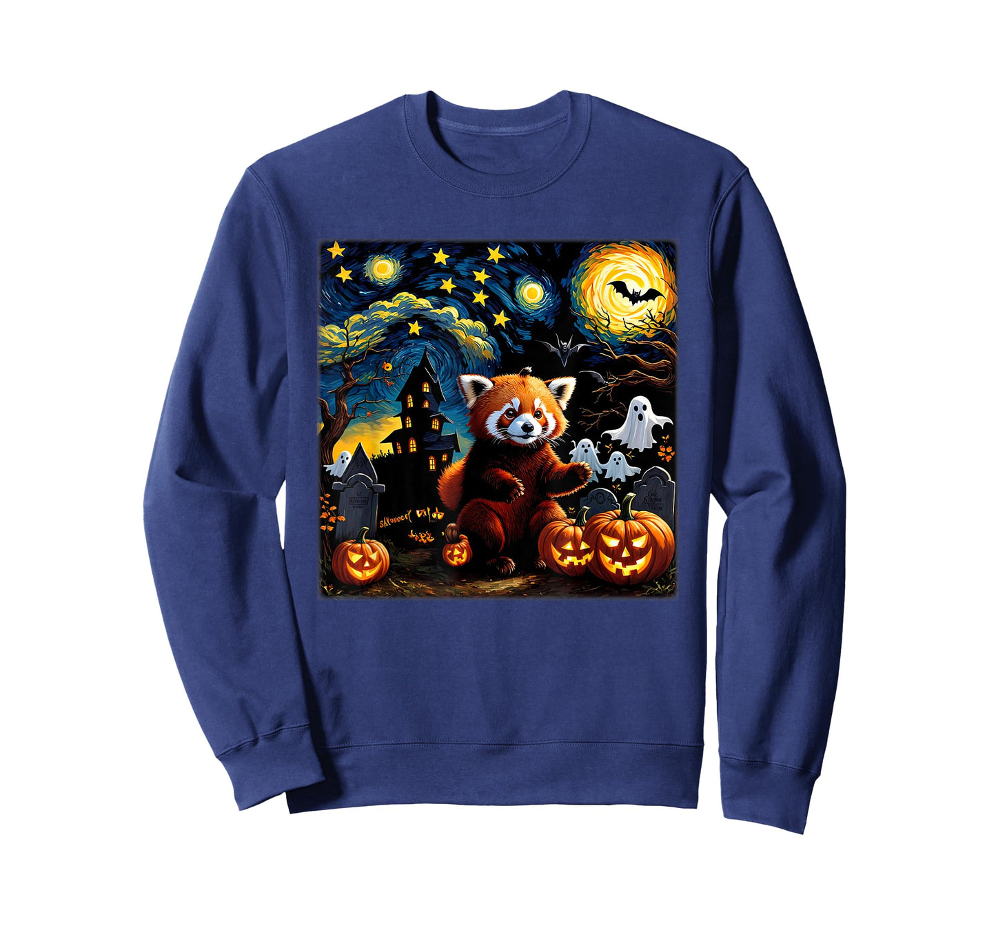 Spooky Halloween Red Panda Starry Night T-Shirt