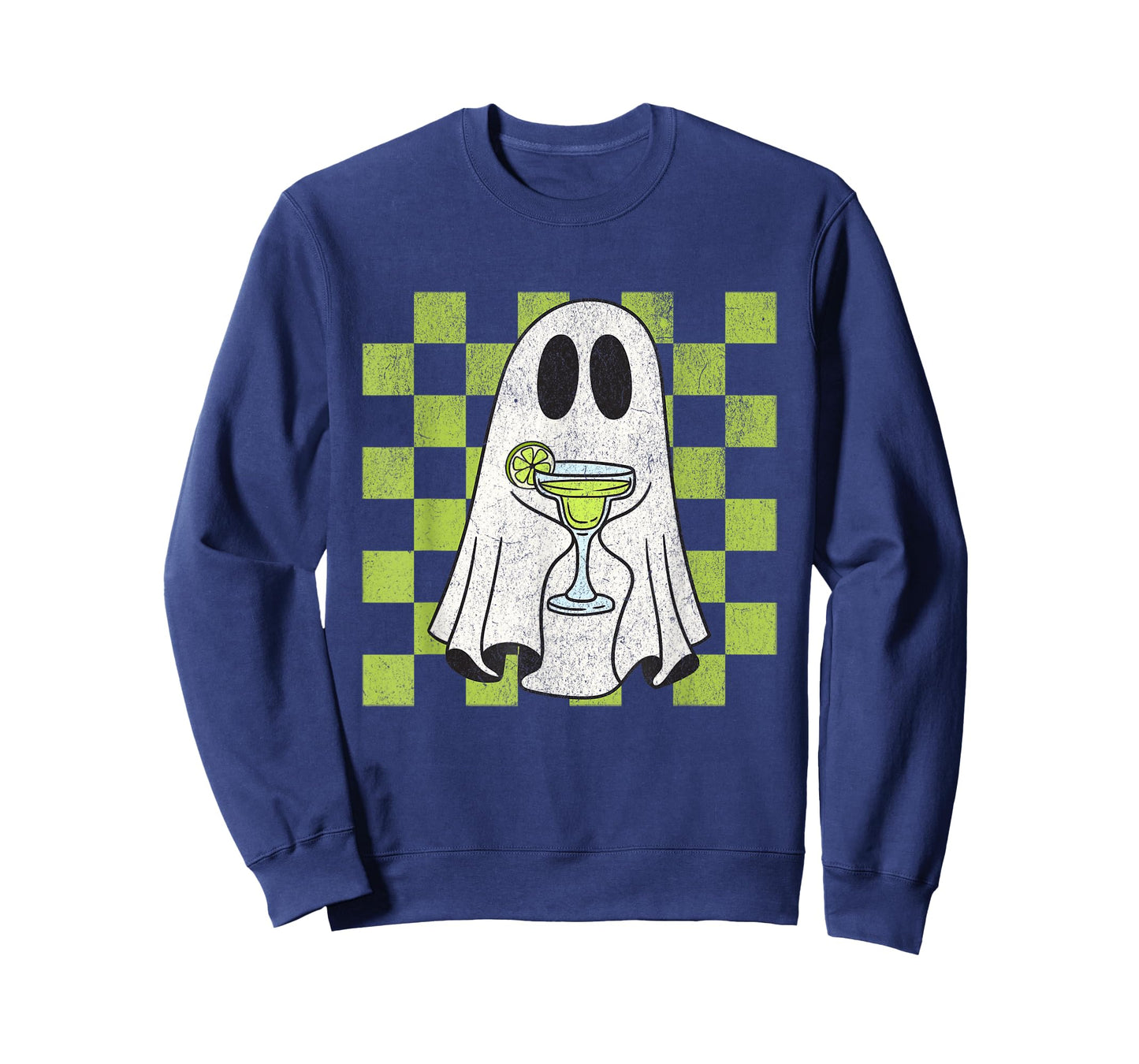 Retro Halloween Ghost Drinking Margarita Spooky Season Gift T-Shirt