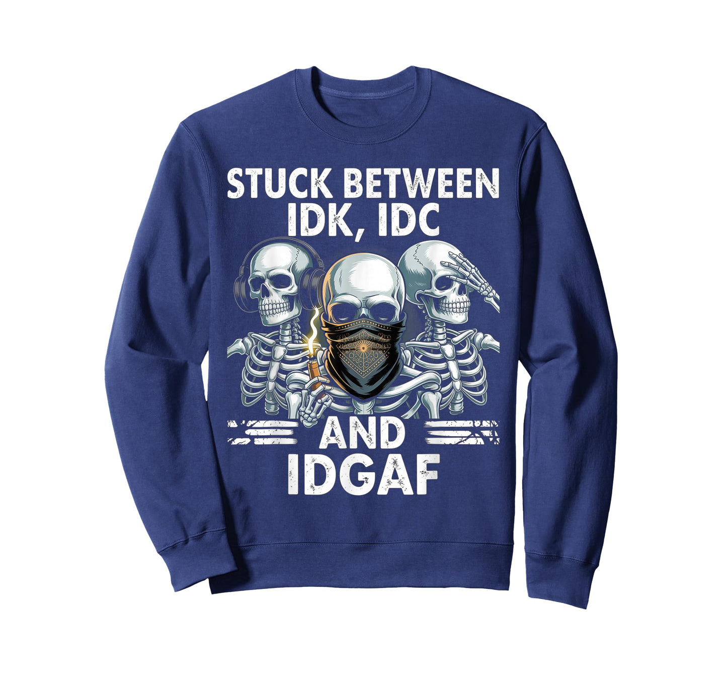 Stuck Between IDK IDC And IDGAF Happy Halloween Skeleton T-Shirt