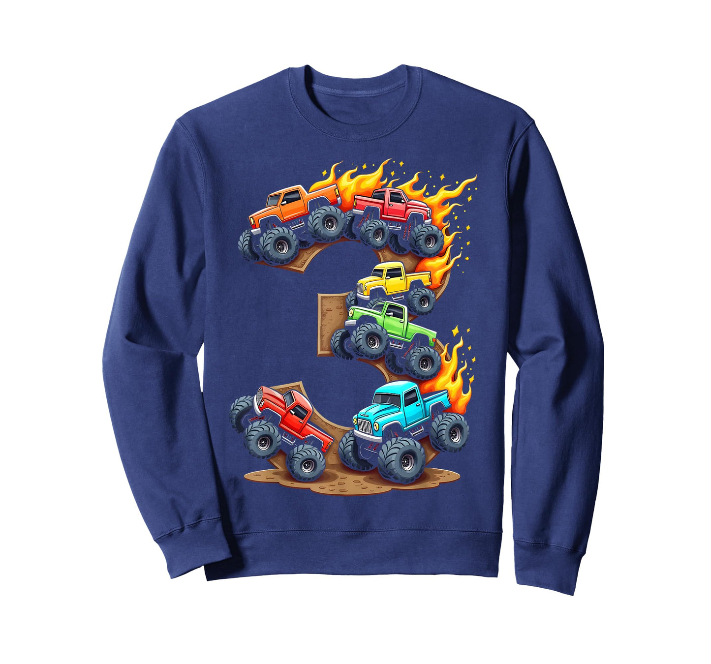 3 Year Old Monster Truck Boy Toddler 3rd Birthday Party T-Shirt
