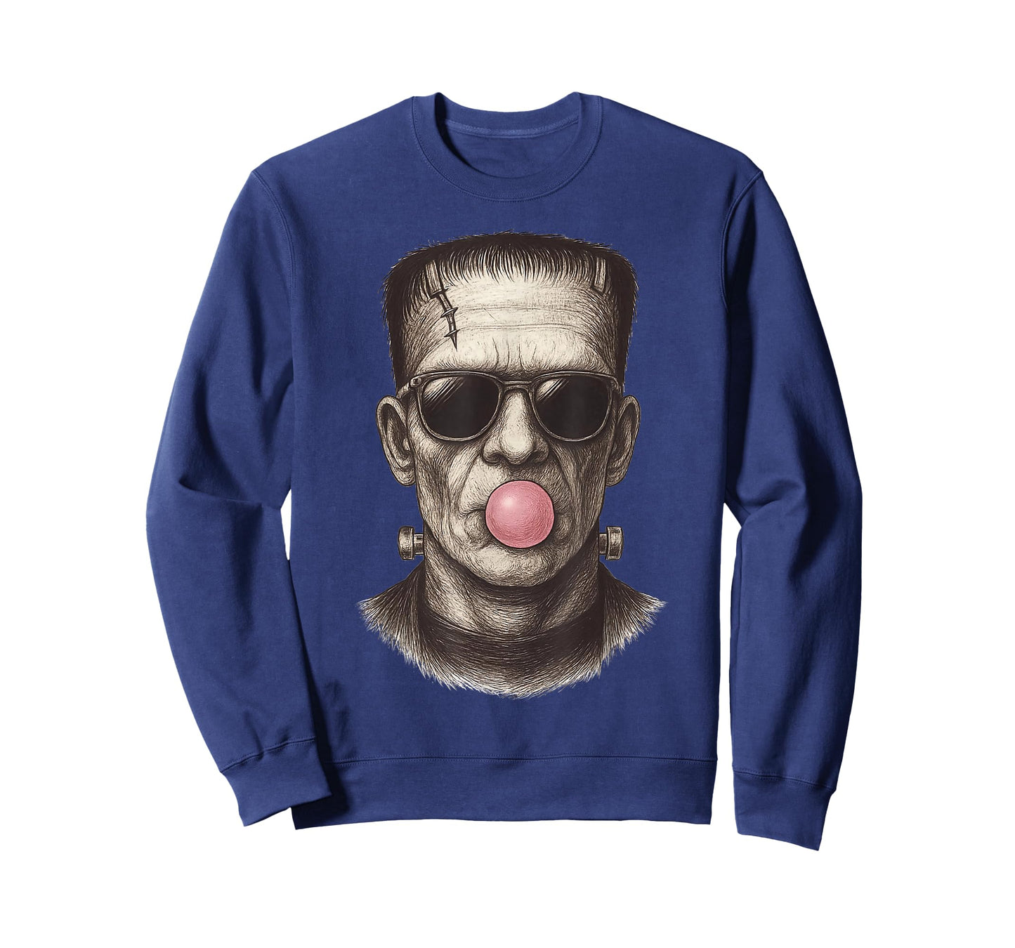 Retro Frankenstein Monster Blowing a Bubble Gum Halloween T-Shirt