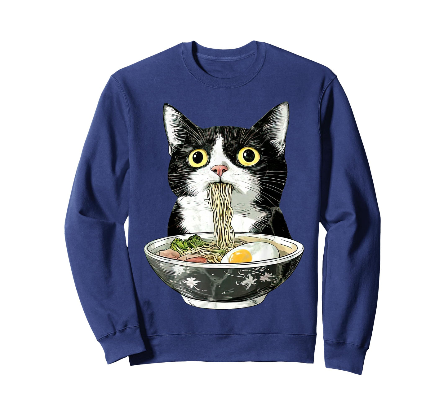 Vintage Tuxedo Cat Eating Ramen Japanese Noodles Anime Lover T-Shirt