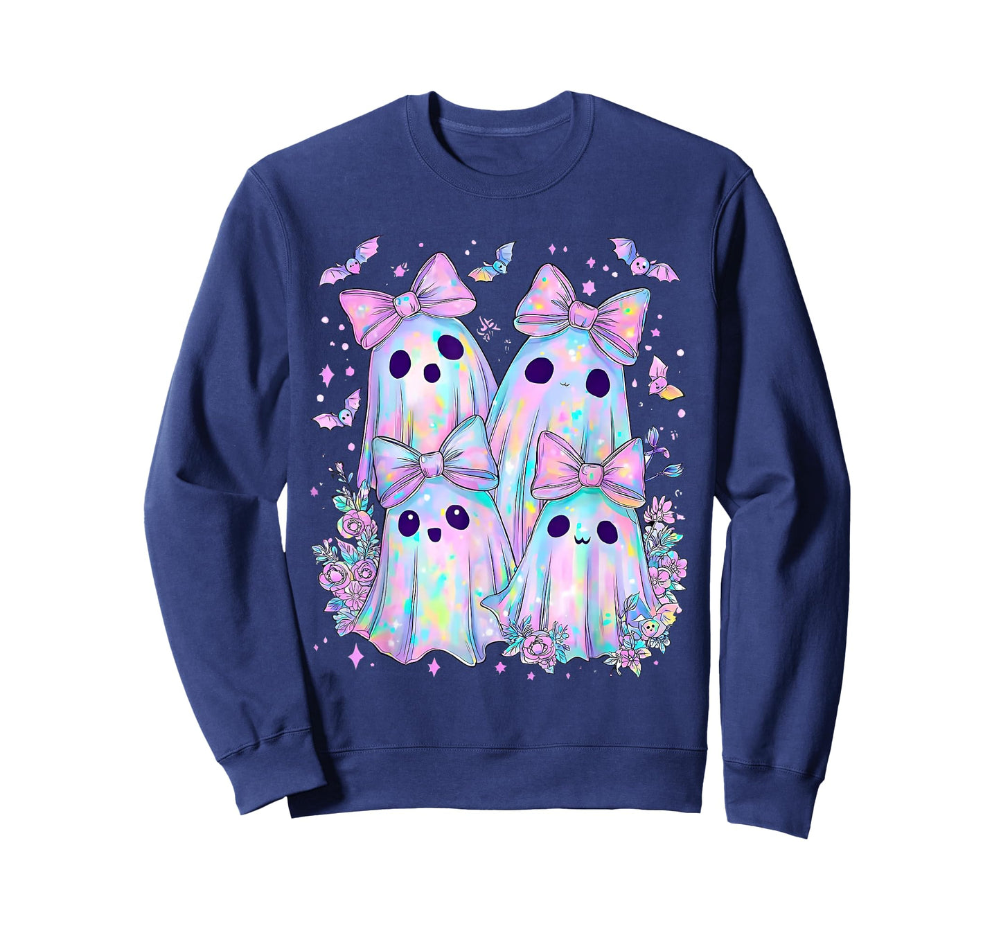 Halloween Funny Ghost Coquette Bow Spooky Season Wildflower T-Shirt