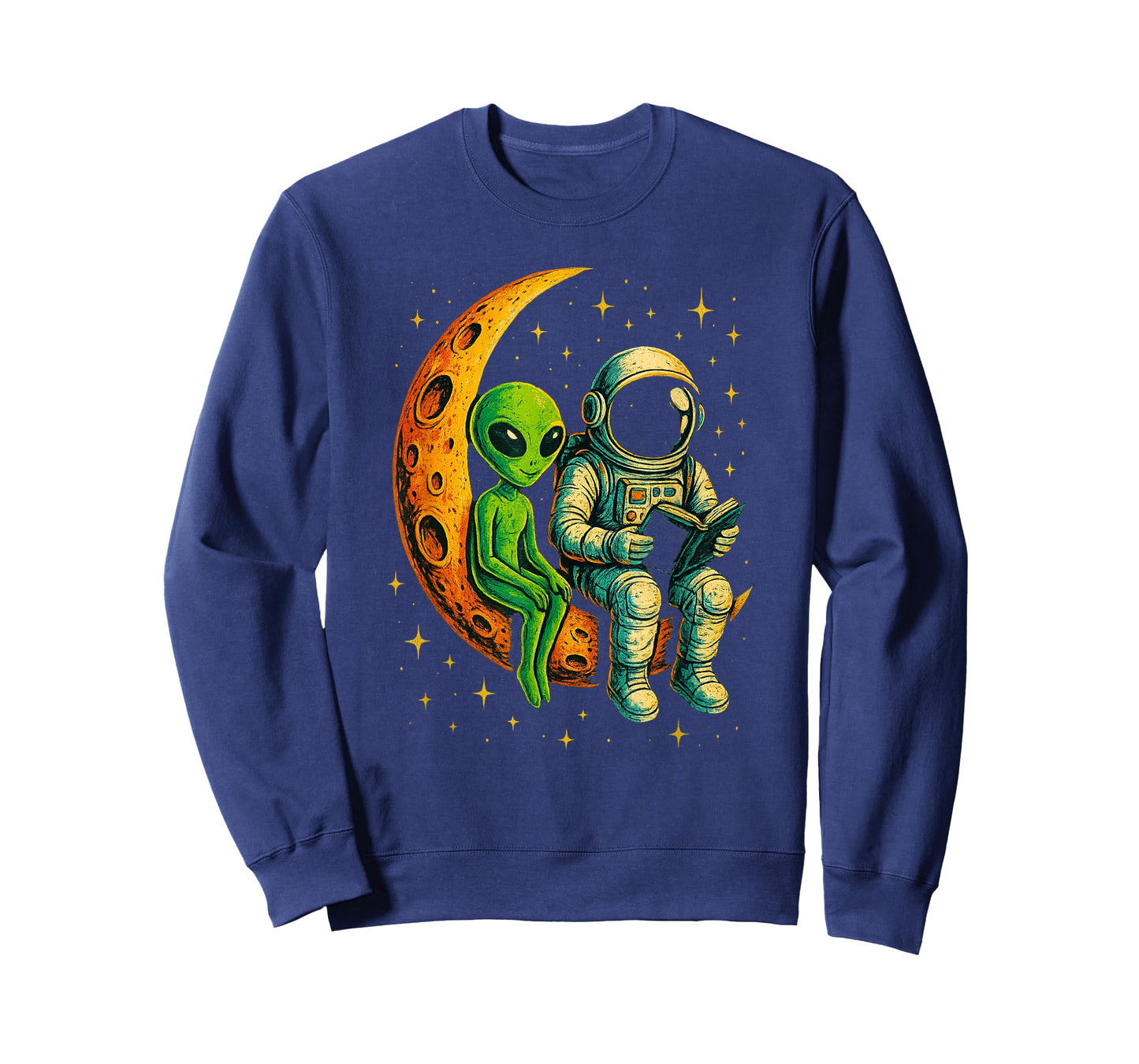 Astronaut Reading Book to Alien Moon Space T-Shirt
