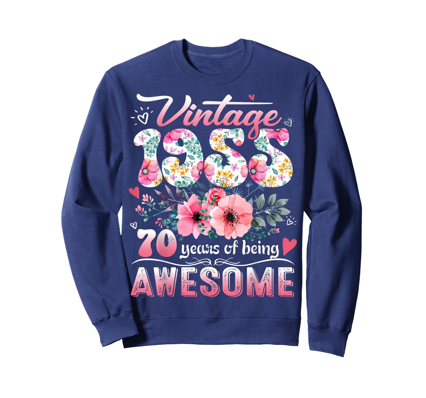 Vintage 1955 Floral 70 Years Old 70th Birthday Party Costume T-Shirt