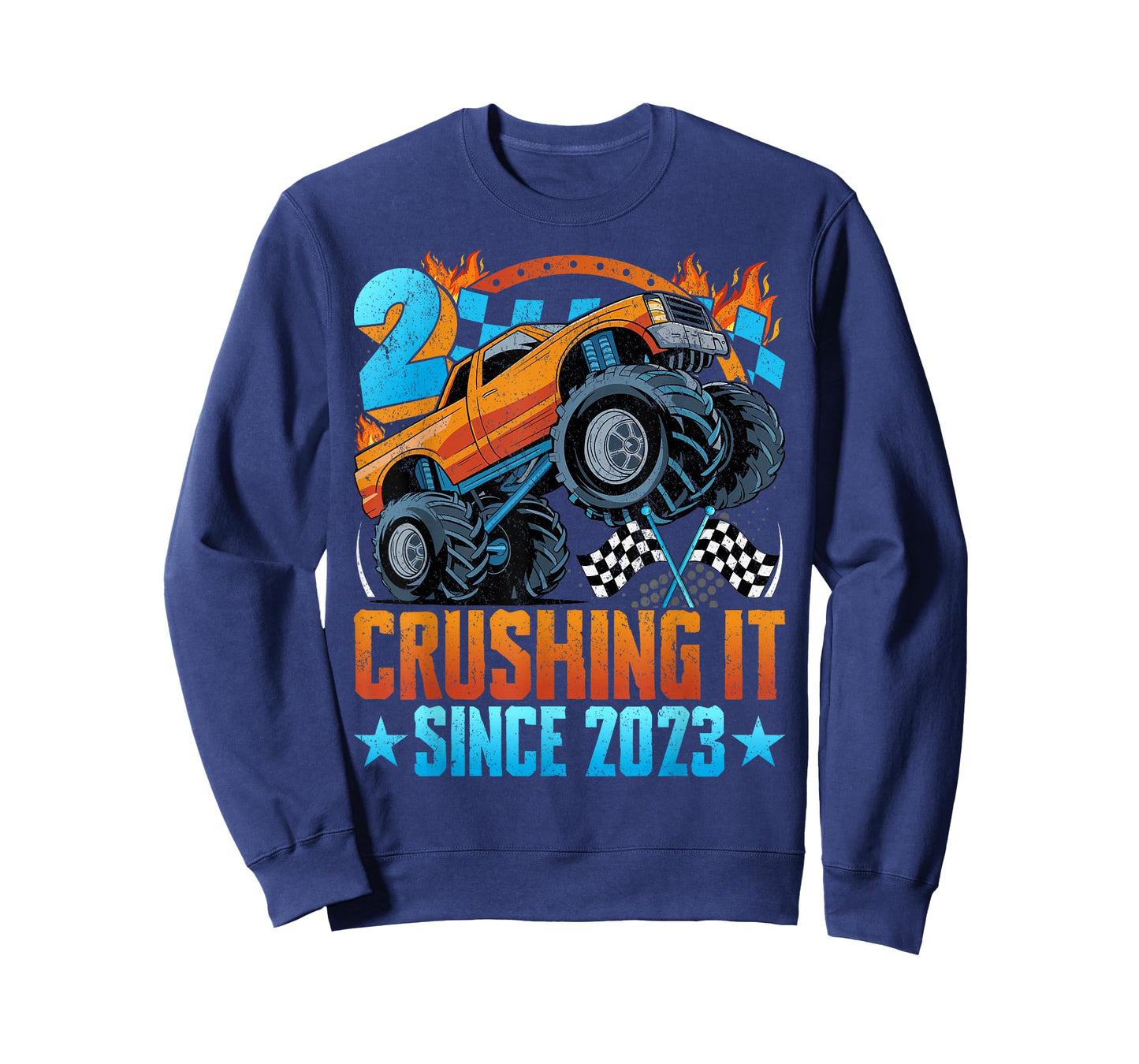 Birthday Monster Truck 2 Year Old Boys 2nd Party Born 2023 T-Shirt