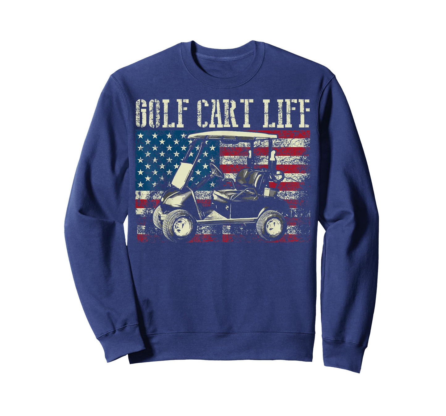 Cool Golf Cart Vintage US Flag Funny Golfing Gift Men Women T-Shirt