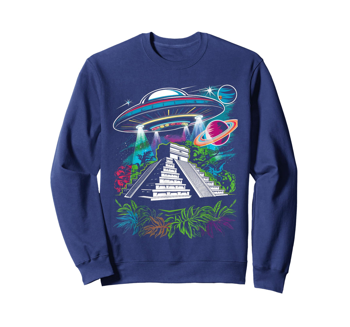 UFO Ancient Alien Pyramid South America Jungle T-Shirt