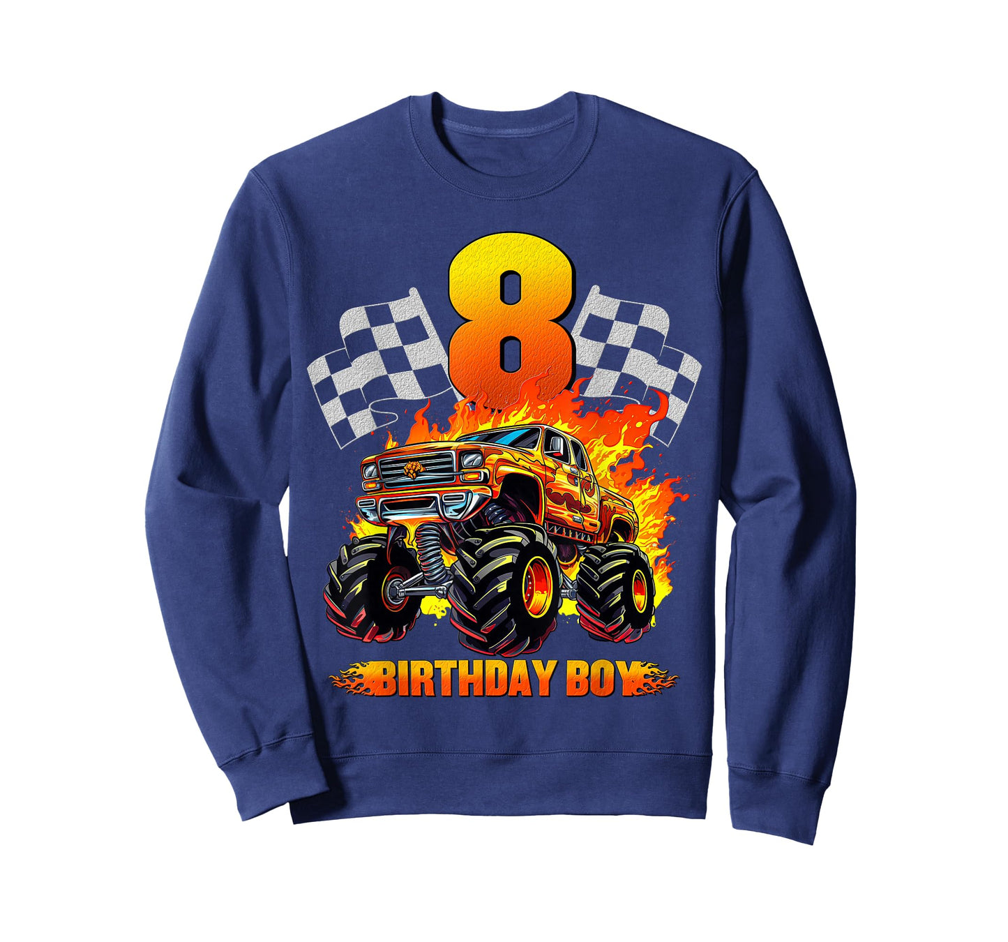 8 Year Old Birthday Monster Truck 8th Birthday Boy Kids T-Shirt