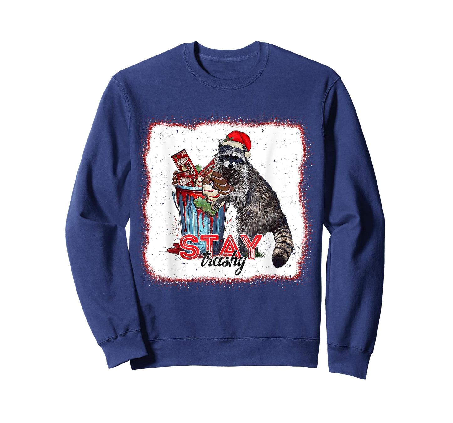 Christmas Snack Stay Funny Trashy Raccoon Opossums Santa Hat T-Shirt