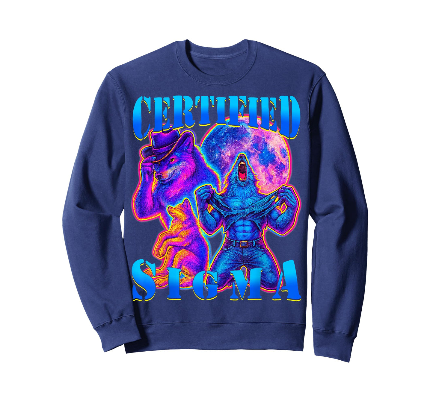 Certified Sigma Wolf Funny Meme Alpha Grindset Retro Bootleg T-Shirt