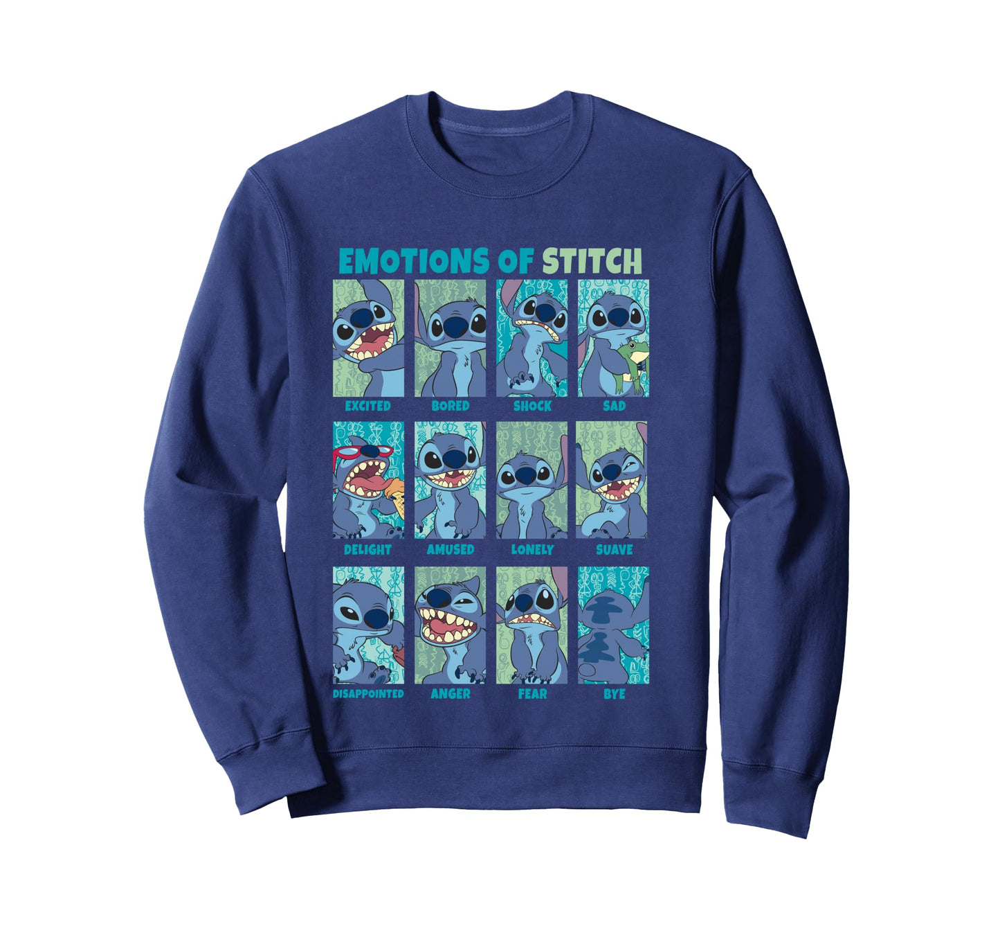 Disney Lilo & Stitch Emotions of Stitch Box Up Panels Long Sleeve T-Shirt