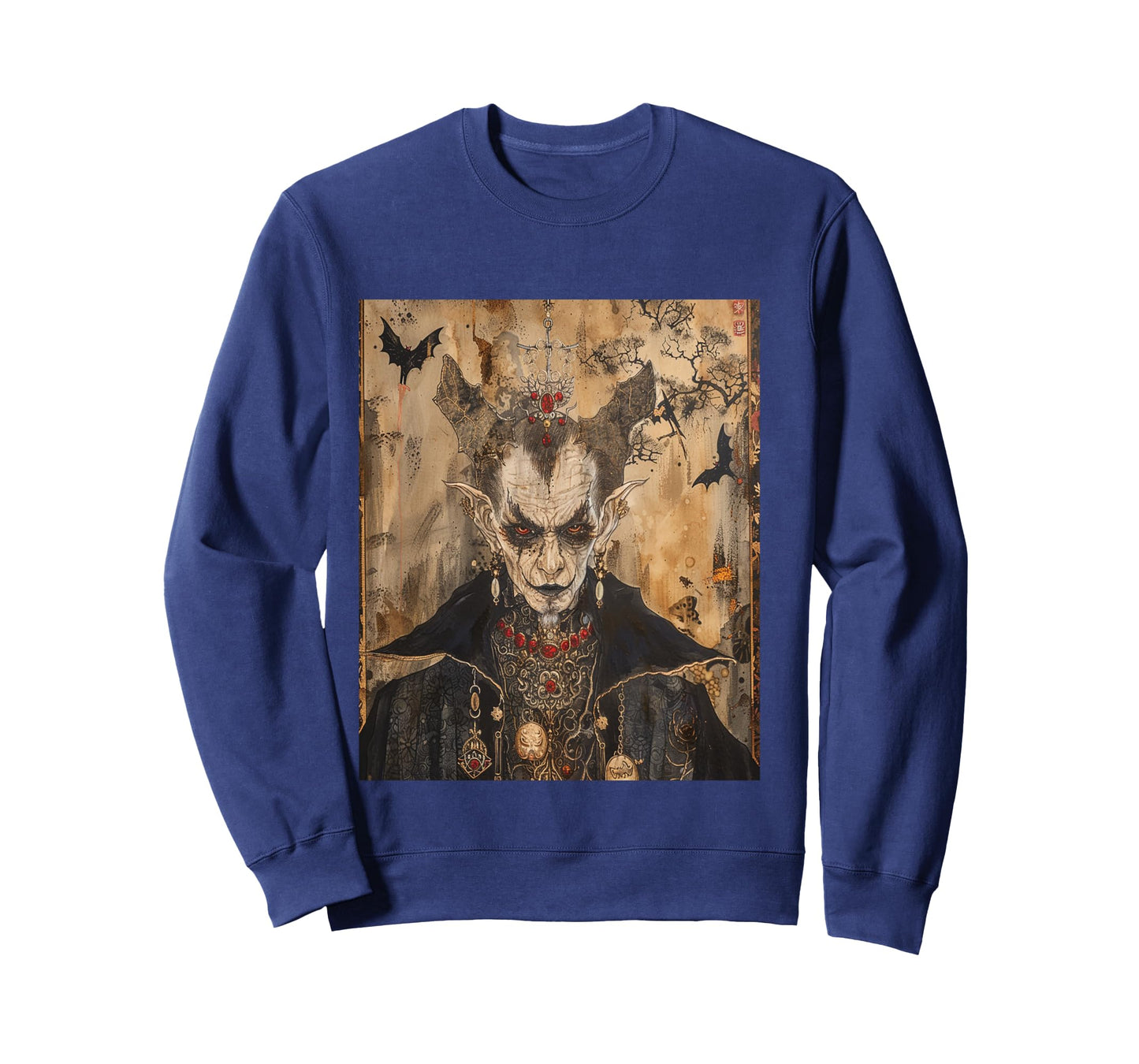 Scary Japanese Dracula Vampire Dynasty Adult Halloween Art Long Sleeve T-Shirt