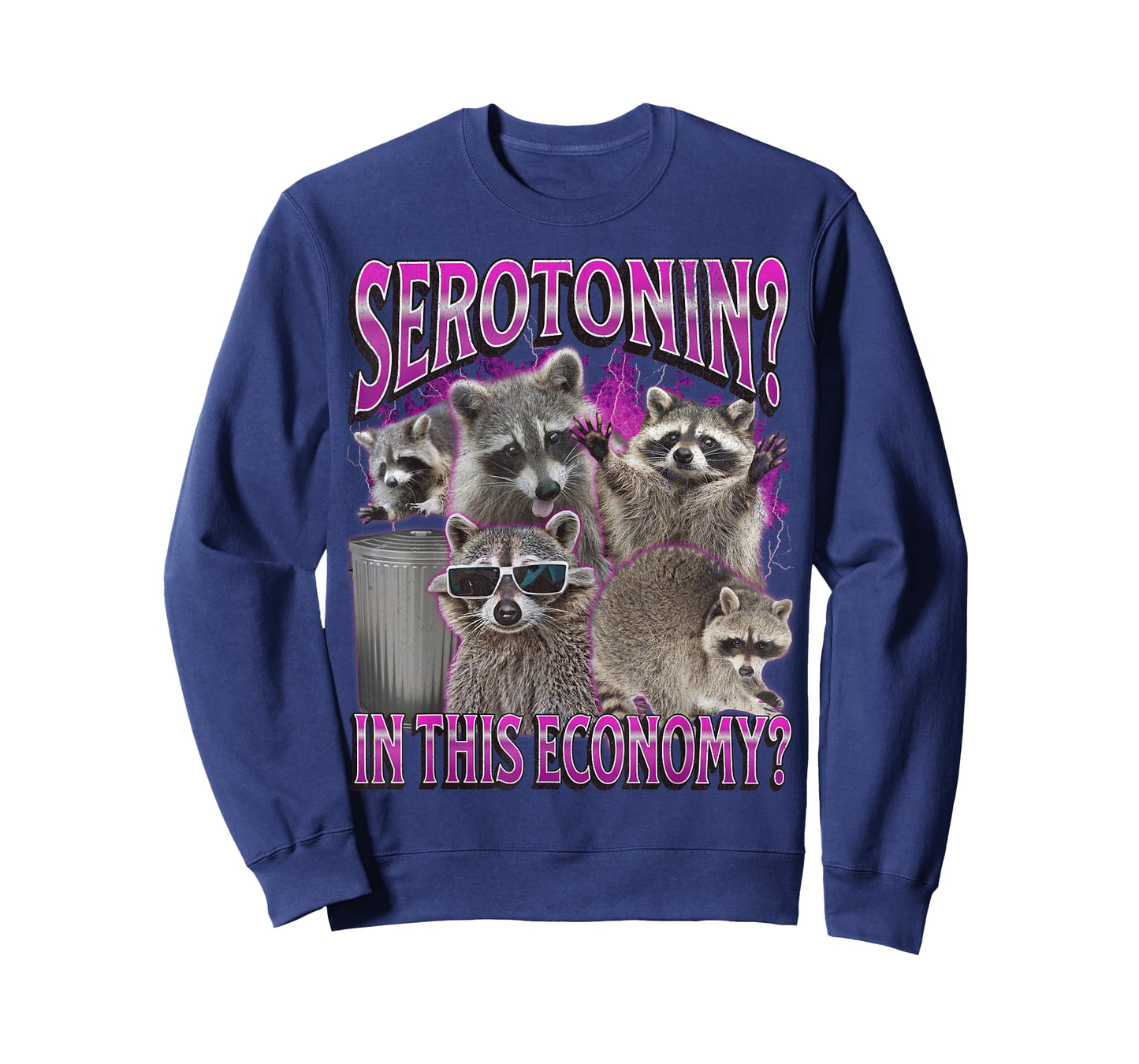 Serotonin In This Economy Funny Raccoon Meme Bootleg Graphic T-Shirt