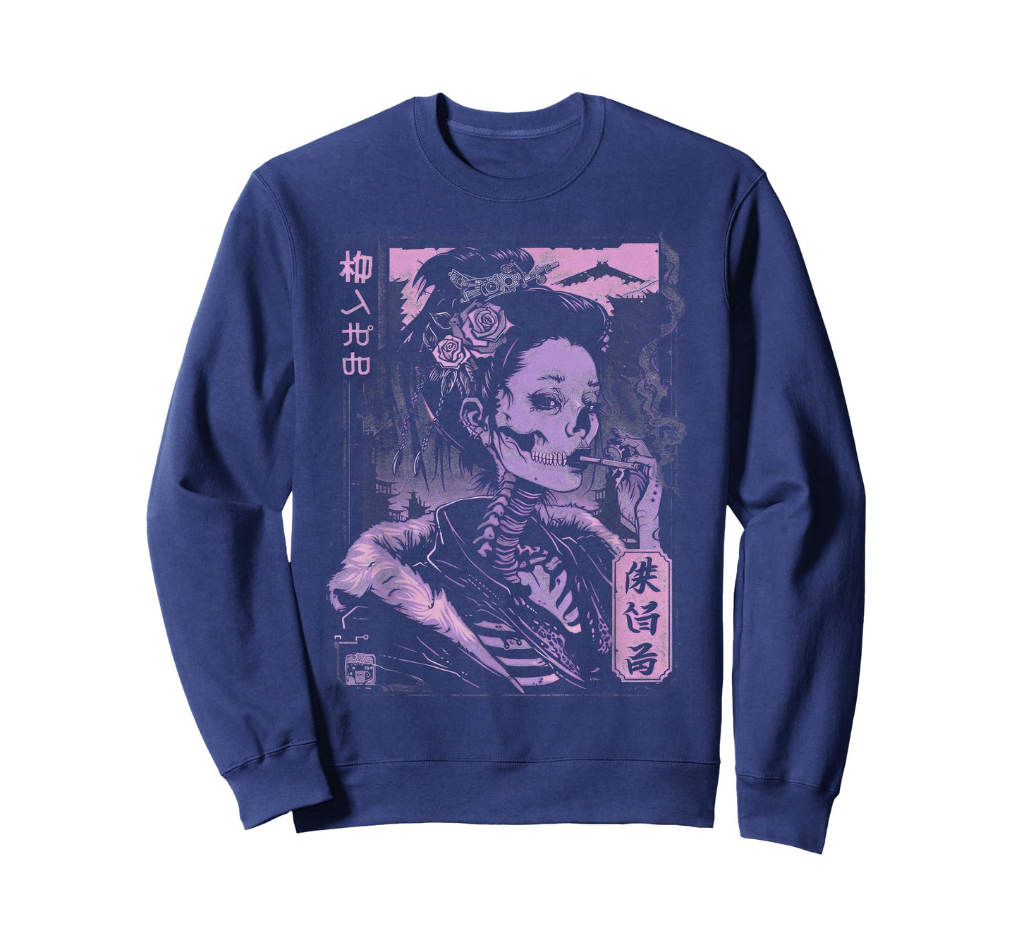 Anime Japanese Goth Cyberpunk City Skull Vintage Gothic Art T-Shirt