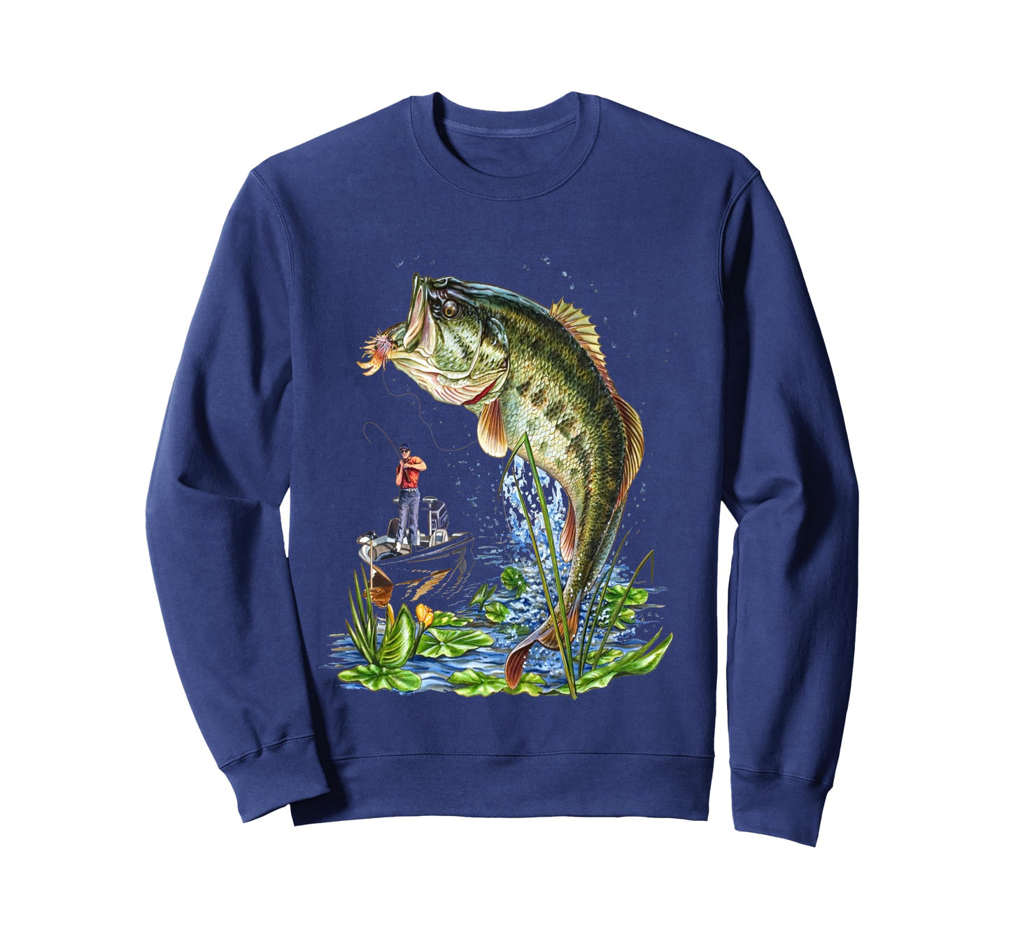 Fishing Graphic graphic Large Mouth Bass Fish Long Sleeve T-Shirt