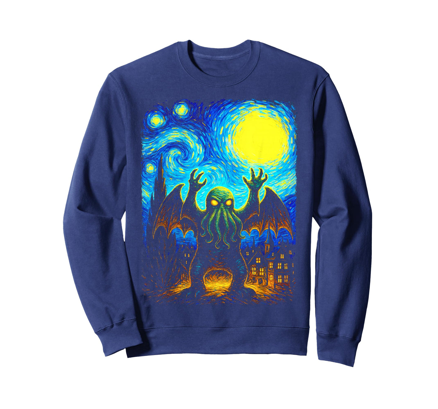 Cthulhu Starry Night Lovecraftian Van Gogh Cosmic Horror Art T-Shirt