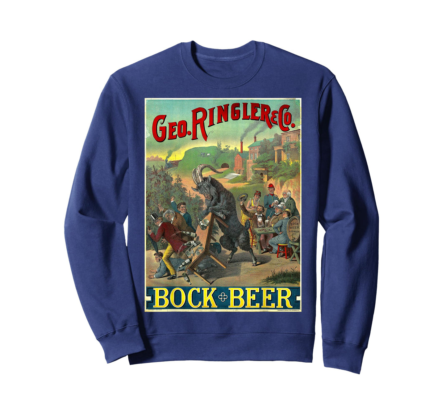 Black Goat Bock Beer Knocking Over Table of Wine T-Shirt