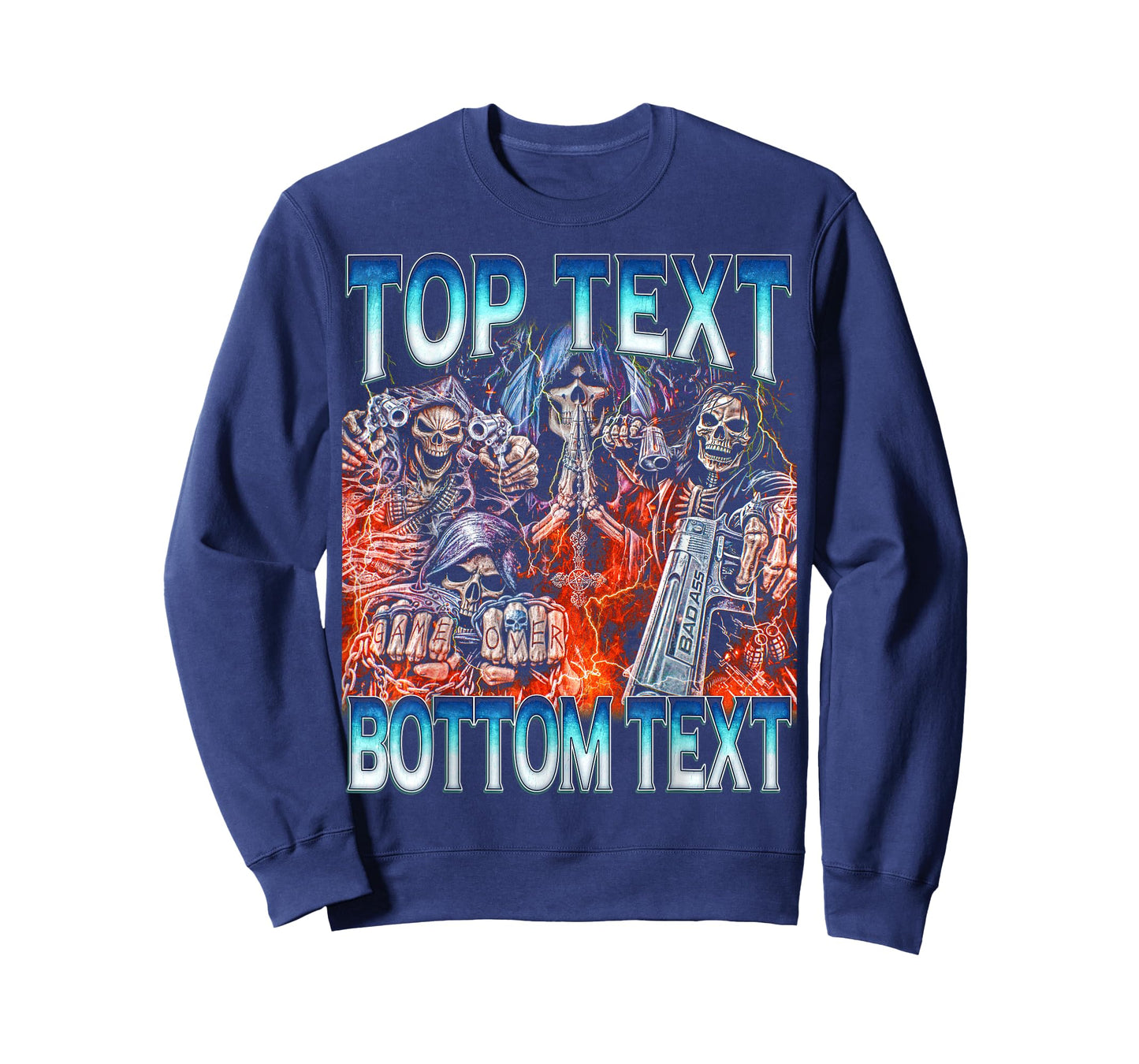 Top Bottom Text - Edgy Skeleton Bootleg Hard Skeleton Meme T-Shirt