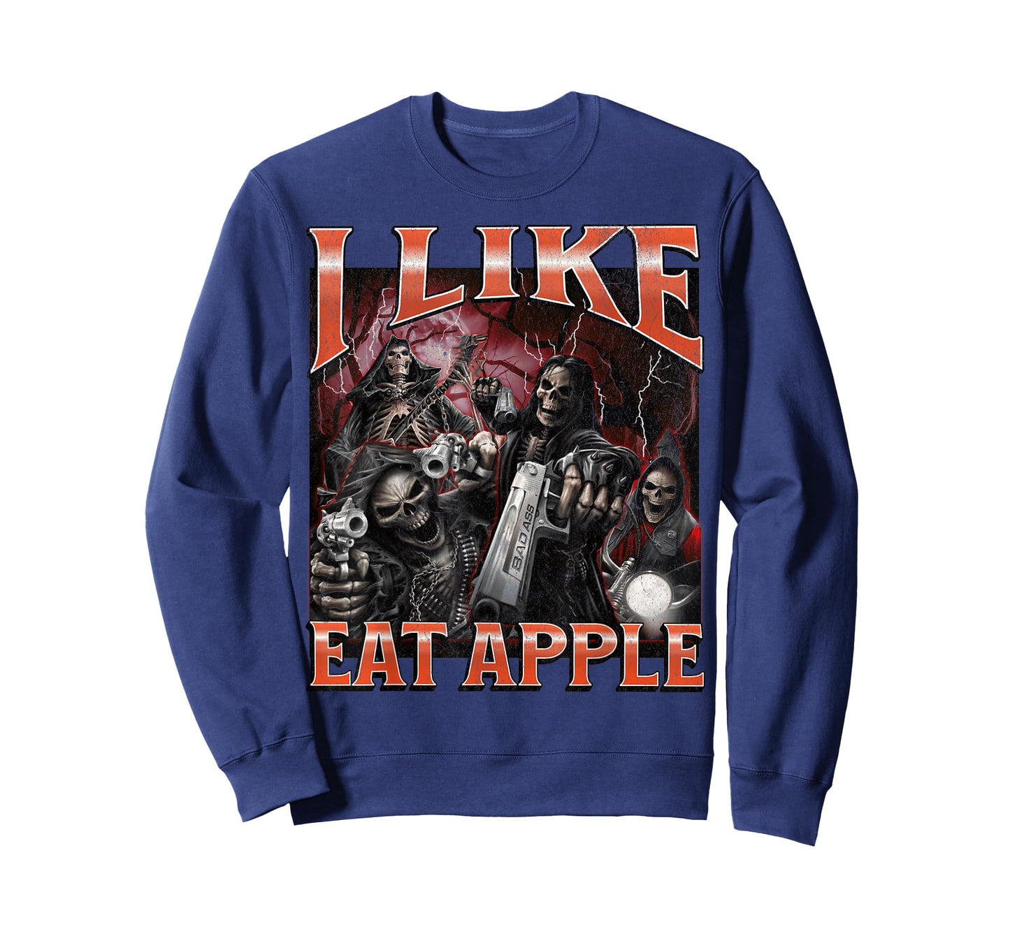 I Like Eat Apple Funny Hard Skeleton Meme Bootleg Graphic T-Shirt