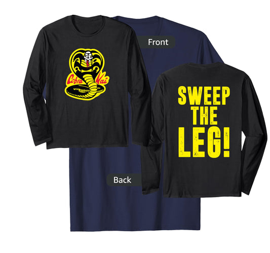 Cobra Kai Front and Back Sweep the Leg and Cobra Logo Show Long Sleeve T-Shirt