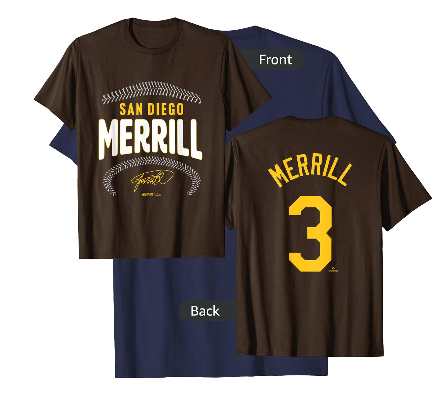 Jackson Merrill San Diego Name & Number (Front&Back) MLBPA T-Shirt