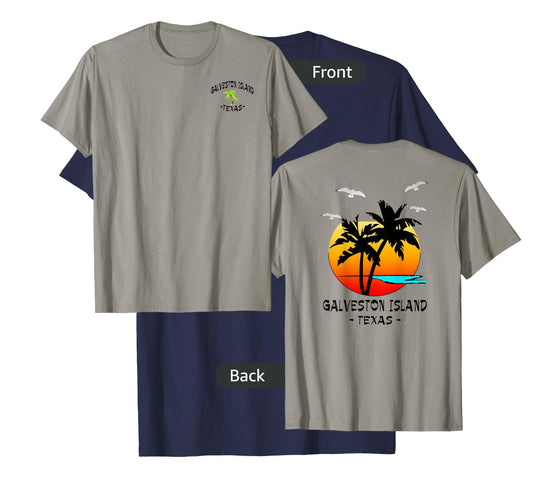 2 SIDED GALVESTON ISLAND, TEXAS DESTINATION GIFT BEACHWEAR T-Shirt