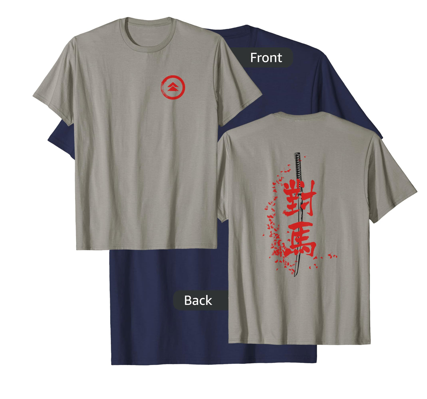 Ghost of Tsushima Sword Kanji with Falling Leaves T-Shirt