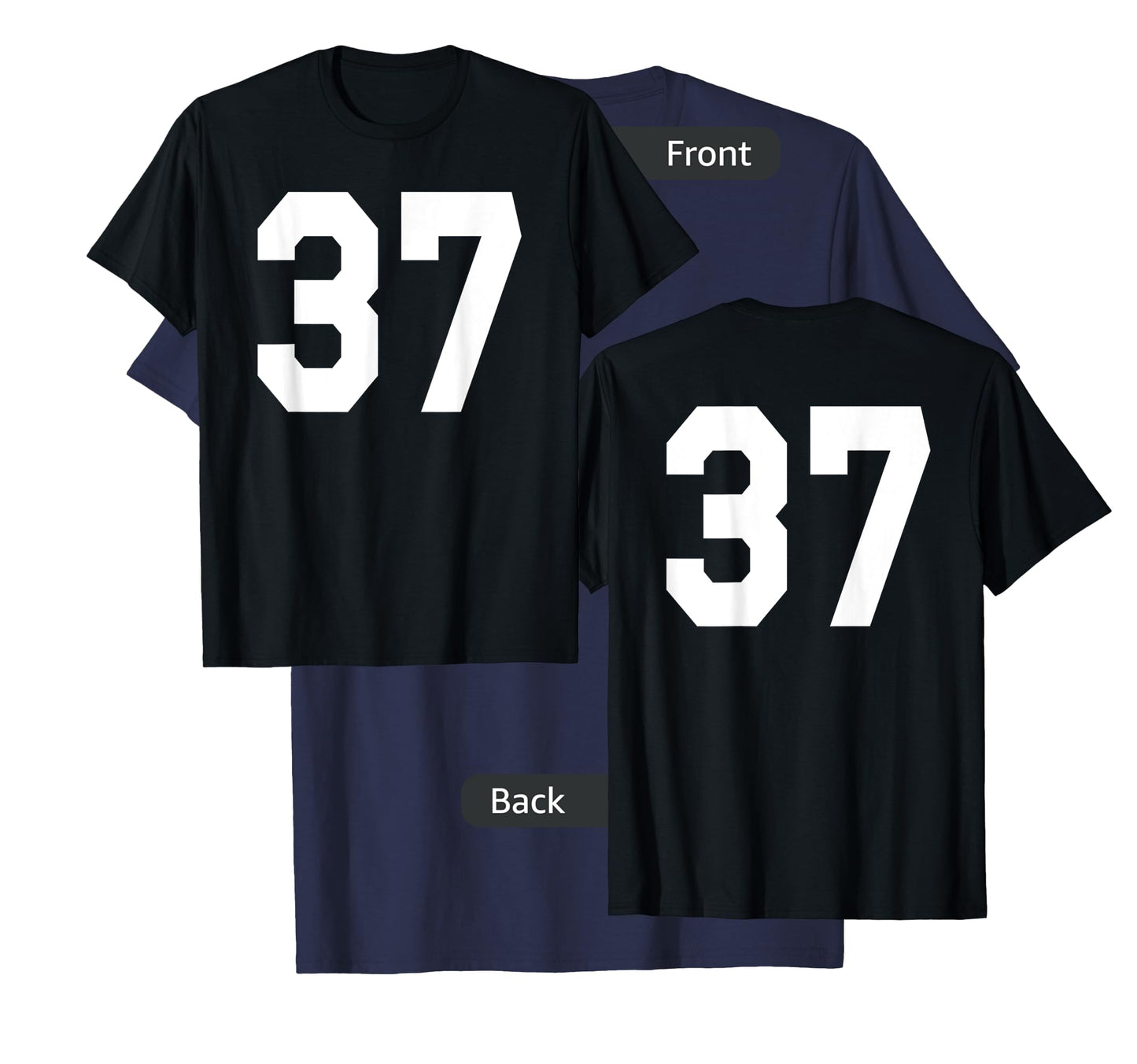 Number 37 Sports Jersey Front and Back Team Player T-Shirt