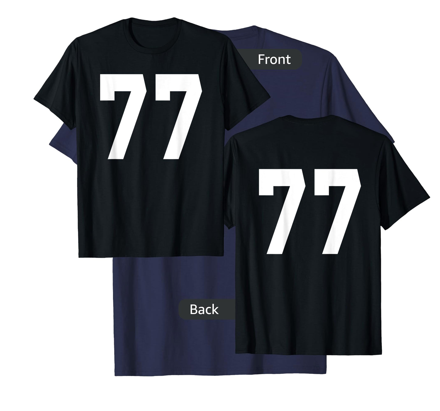 Number 77 Sports Jersey Front and Back Team Player T-Shirt