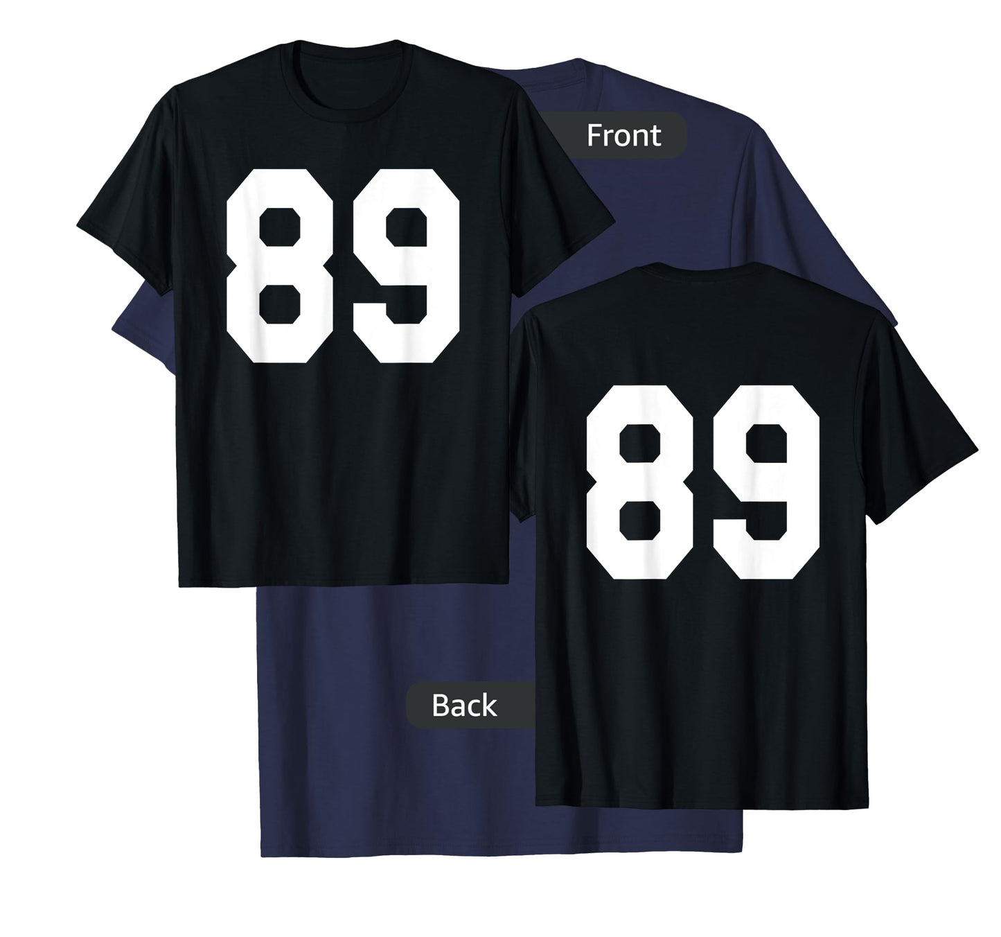 Number 89 Sports Jersey Front and Back Team Player T-Shirt