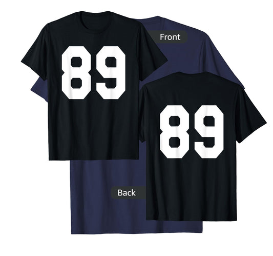 Number 89 Sports Jersey Front and Back Team Player T-Shirt