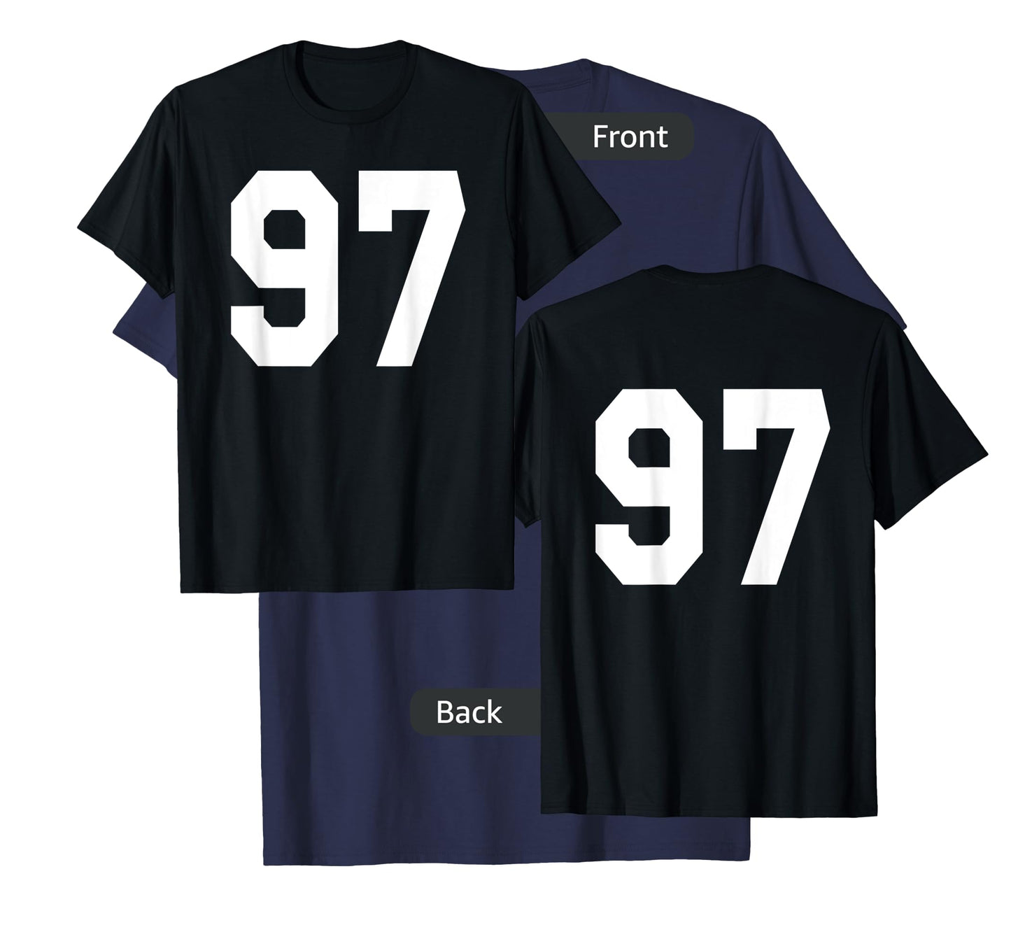 Number 97 Sports Jersey Front and Back Team Player T-Shirt