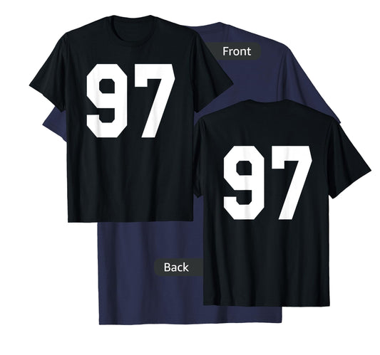 Number 97 Sports Jersey Front and Back Team Player T-Shirt