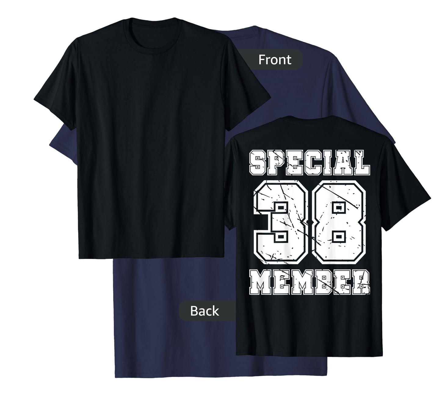 #38 Number 38 Birthday Varsity Sports Numbered backprint T-Shirt
