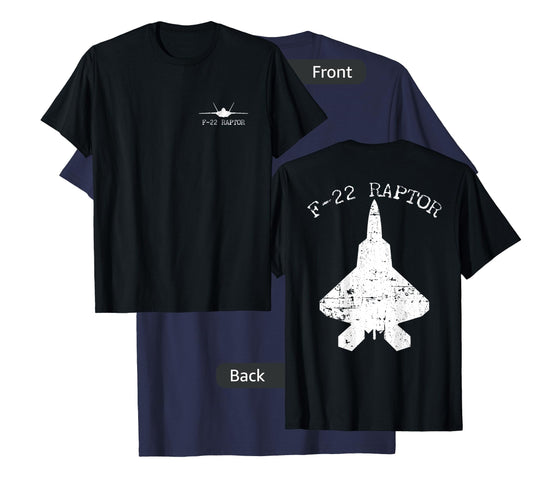 F 22 Raptor Fighter Jet Distressed Silhouette T-Shirt