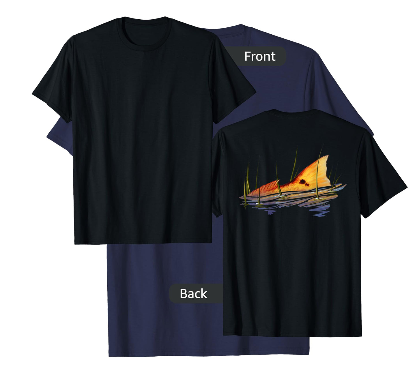 BACK PRINT Tailing Redfish | Red Drum Fish | Redfish Tail T-Shirt