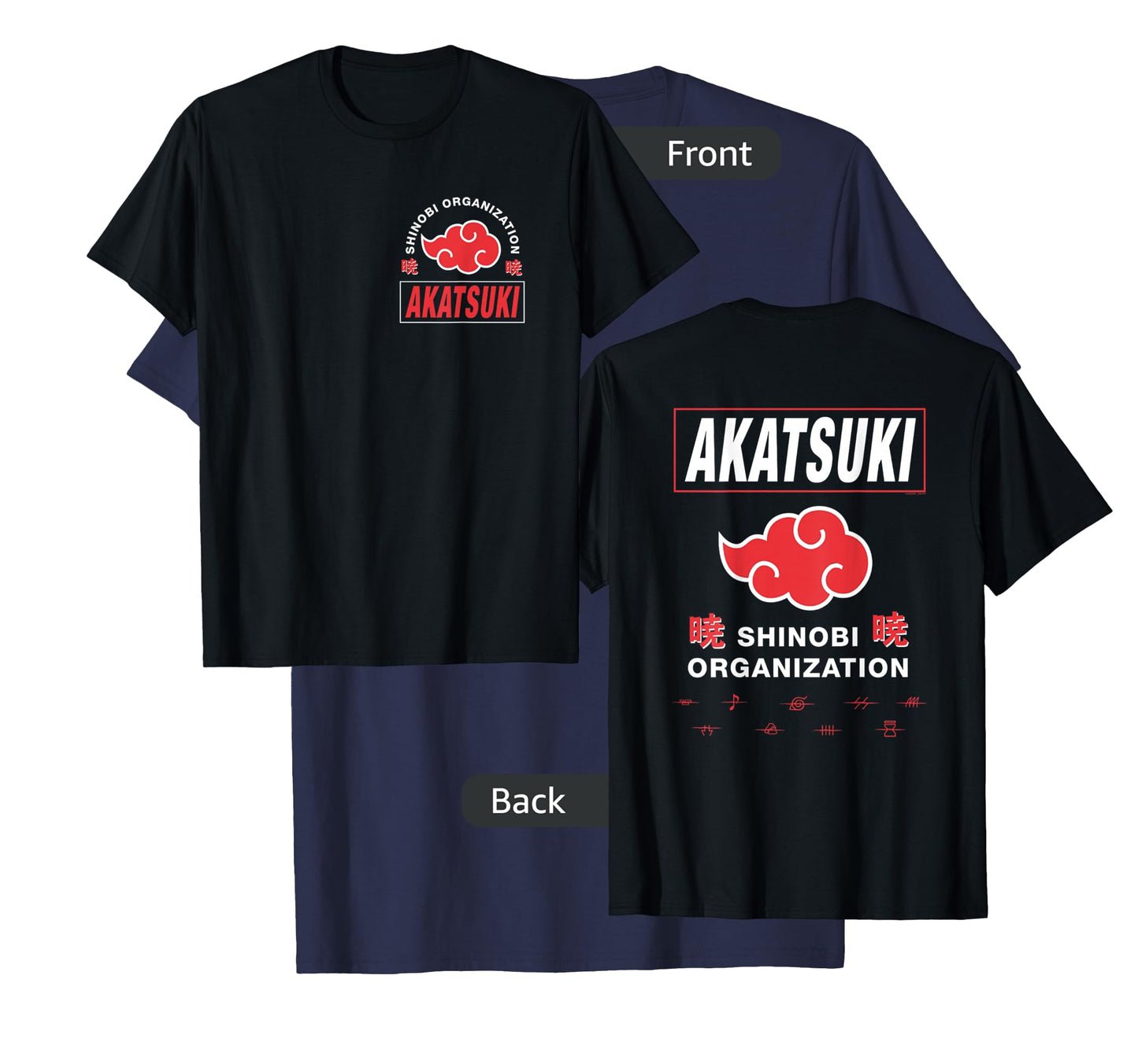 Naruto Shippuden Akatsuki Shinobi Org Front Back Anime T-Shirt