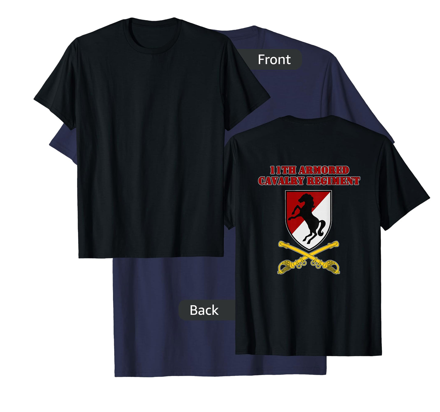 11th Armored Cav Regiment - for 11th ACR vets design on back T-Shirt