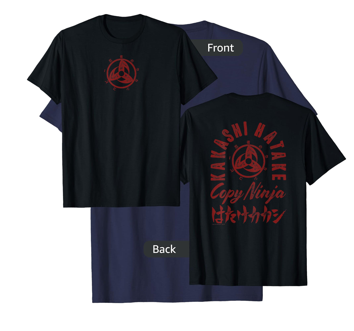 Naruto Shippuden Kakashi Hatake Ninja Front and Back Anime T-Shirt
