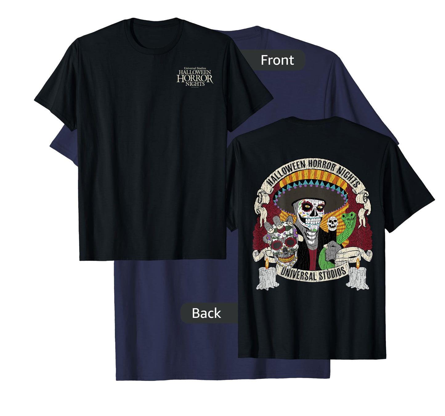 Halloween Horror Nights HHN Dia De Los Muertos Front & Back T-Shirt