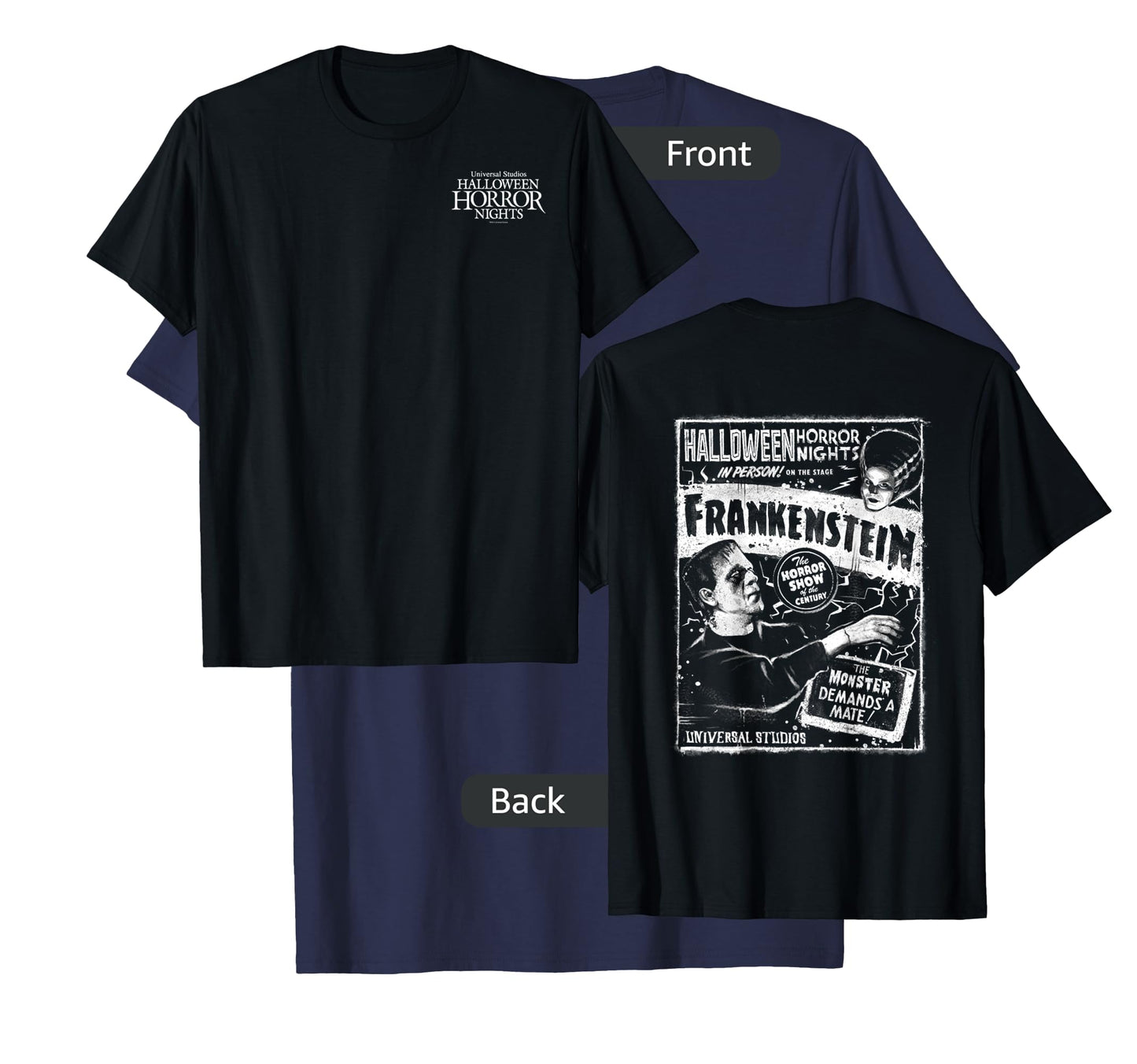 HHN Frankenstein & Bride of Frankenstein Front & Back T-Shirt