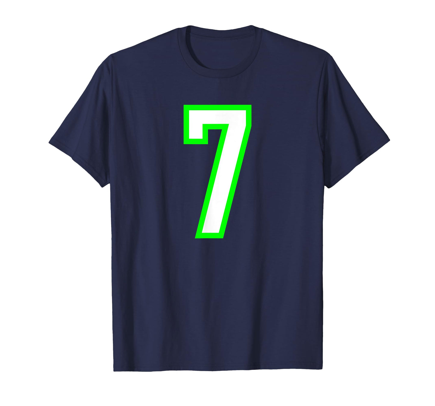 Sports Team Number #7 White Lime Number 7 T-Shirt