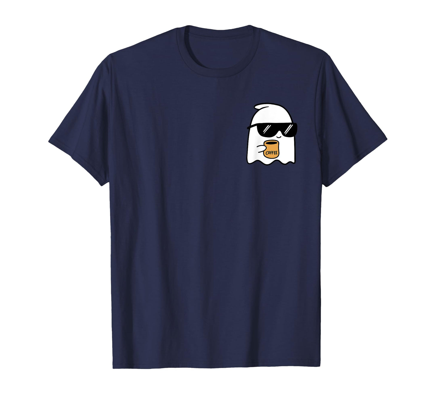 Cute Ghost Drinking Coffee Halloween Ghost Coffee T-Shirt
